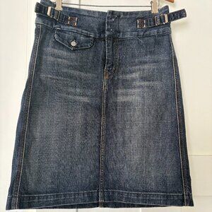 7 For All Mankind Denim Midi Skirt with buckles and pockets- size 26